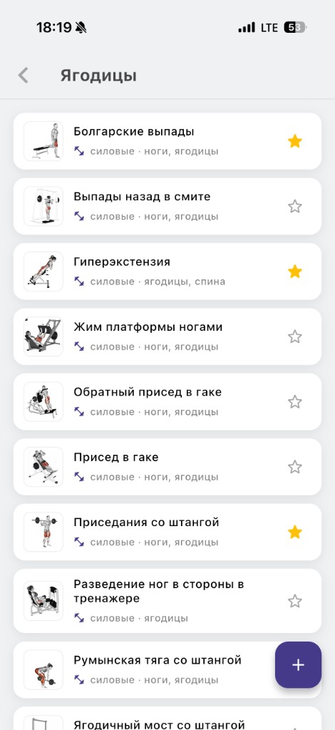 Список упражнений